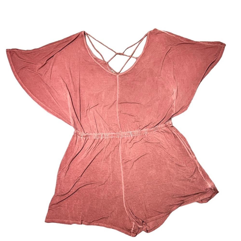 American Eagle romper jumpsuit shorts size XXL pink/mauve flowy cinched waist